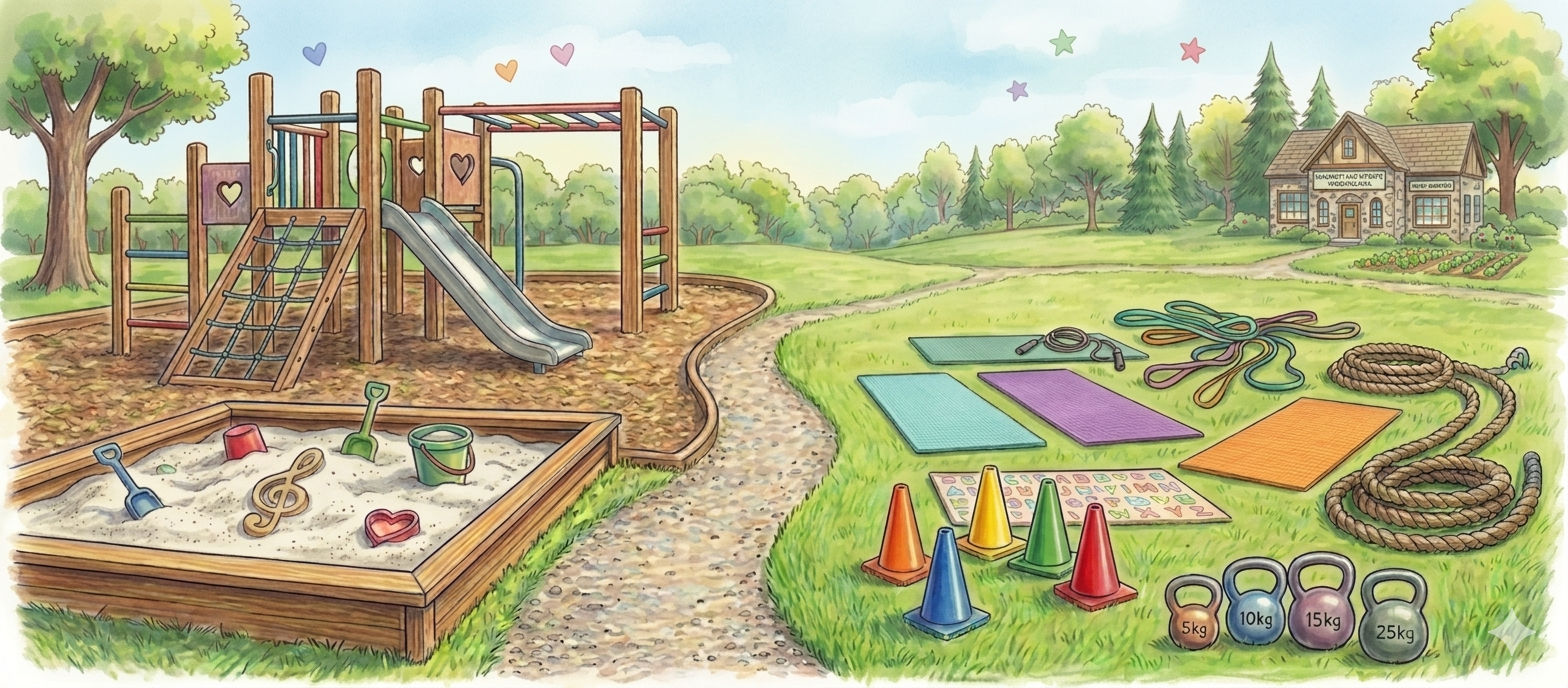 Outdoor playground and fitness area