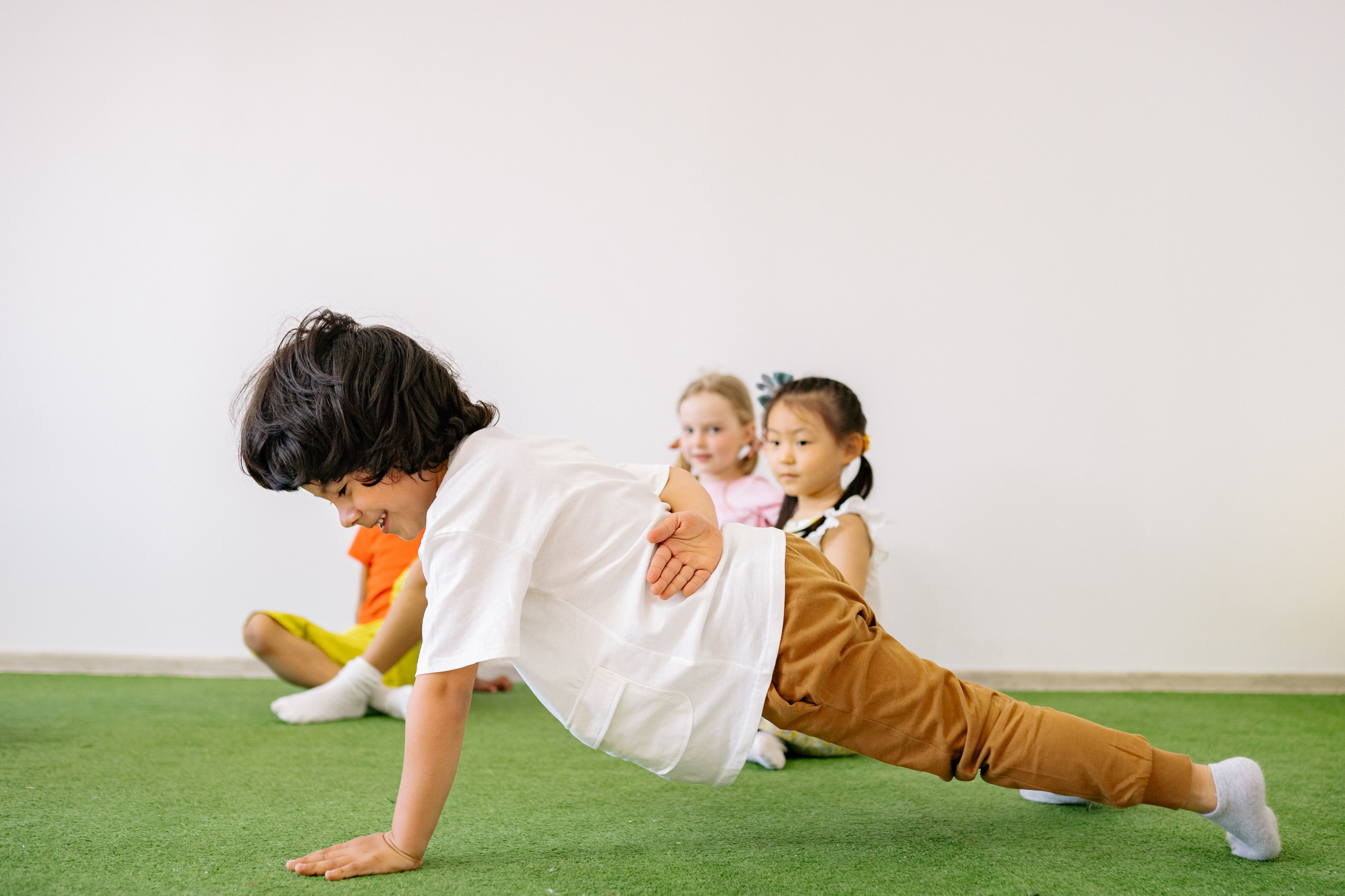 Children doing exercises together